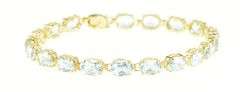 14K Yellow Gold Oval Blue Topaz Classic Vintage Tennis Bracelet