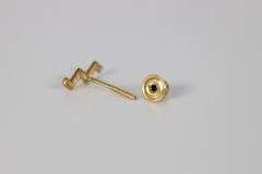 10k Yellow Gold Lighting Bolt Zig Zag Wave Curve Stud Earrings