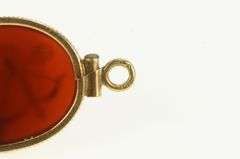 14K Yellow Gold Carved Carnelian Carved Archer Oval Pendant