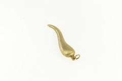 14K Yellow Gold Traditional Italian Horn Brushed Finish Charm/Pendant