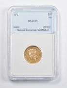 MS62 PL 1872 $3 Indian Princess Head Gold Three Dollar Piece NNC