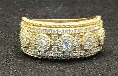 STYLISH 14K YELLOW GOLD DIAMOND PAVE MEN’S RING