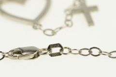 14K White Gold Heart Cross Drop Dangle Christian Chain Necklace