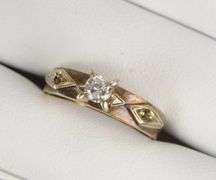 14K Yellow Gold 0.18 Ct Art Deco Diamond Solitaire Engagement Ring