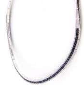 11.0ctw Princess Sapphire and 2.00ctw Diamond Triple Row Collar Necklace in 14K