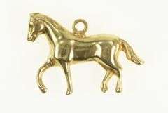 14K Yellow Gold 3D Horse Animal Equestrian Polo Racing Charm/Pendant