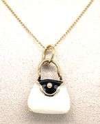 Michael Anthony 14K YELLOW GOLD ENAMEL "PURSE" CHARM NECKLACE