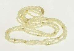 14K Yellow Gold 3.7mm Pearl Layered Beaded Retro Vintage Necklace