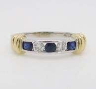 Two-Tone Diamond & Blue Sapphire Channel Set Band