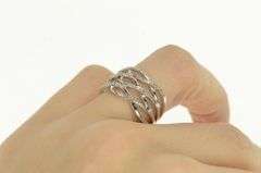 10K White Gold Diamond Encrusted Wavy Layered Band Ring
