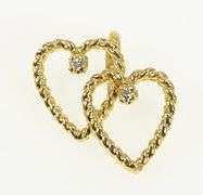 14K Yellow Gold Diamond Inset Heart Love Valentine Pendant