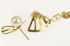 14K Yellow Gold Retro Pearl Wavy Accent Fashion Stud Earrings
