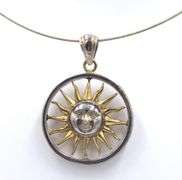 Sergio Bustamante Signed Sterling Silver Sun Pendant on Chain