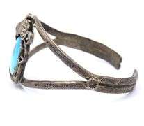 Vintage 25 Sterling Silver Signed Turquoise Cuff Bangle