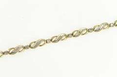 10K Yellow Gold Diamond Wavy X Link Vintage Tennis Bracelet
