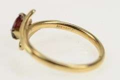 14K Yellow Gold Oval Garnet Vintage Retro Bypass Statement Ring