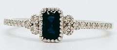 Regal Sole Sapphire 18k White Gold Ring with Studded Diamonds