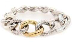 David Yurman Oval Two Tone Link Bracelet in Bonded 18K and Sterling