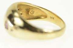 14K Yellow Gold Ruby Sapphire Heart Diamond Domed Statement Ring
