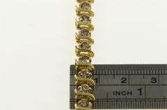 10K Yellow Gold 3.50 Ctw Cognac Diamond Wavy Link Tennis Bracelet