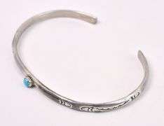 Navajo Turquoise Cuff Bracelet In Sterling Silver