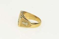 10K Yellow Gold Art Deco Men's Compass Square Masonic Ring