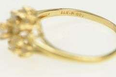 14K Yellow Gold Diamond Snow Flake Flower Cluster Cocktail Ring