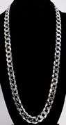 Men's 13mm Solid .925 Sterling Silver Flat Curb Chain Link Italy Necklace 24"