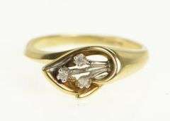 10K Yellow Gold 1950's Diamond Flower Lily Vintage Cluster Ring