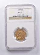 MS61 1913 $5 Indian Head Gold Half Eagle NGC