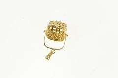 14K Yellow Gold 3D Longaberger Basket Articulated Picnic Charm/Pendant