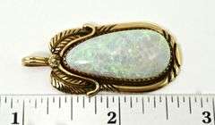 Signed Native American-Style 14K Opal Pendant
