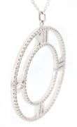 Tiffany & Co. Atlas Diamond Large Circle Pendant Necklace in 18K W/Box and Pouch