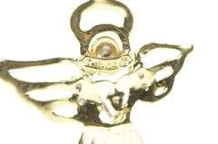 10K Yellow Gold Diamond Inset Guardian Angel Protection Pendant