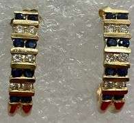 14K GOLD EARRINGS WITH DIAMOND AND SAPPHIRES