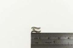 14K White Gold Diamond Wavy Curvy Simple Statement Pendant
