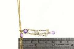 14K Yellow Gold Amethyst Pearl Fringe By The Yard Chain Necklace