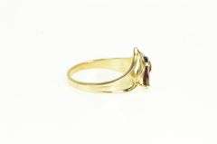 14K Yellow Gold Pear Garnet Diamond Accent Vintage Statement Ring