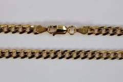 22k Yellow Gold Plated Sterling Silver Italian Curb Chain 4.4mm Solid 925 Italy 6 Sided Necklace 30"