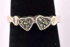 Heart Marcasite Gem Ring In Sterling Silver