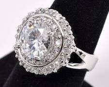 Large CZ Ring In Sterling Silver