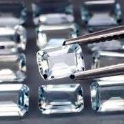 Large 4.78ct platinum blue emerald cut Aquamarine set