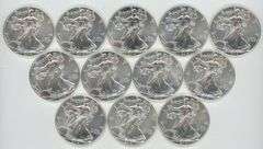 Tube with Twelve (12) Superb Gem BU 2014 $1 Silver Eagles