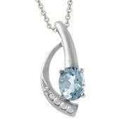 Diamond Accented Blue Topaz Pendant in Sterling Silver