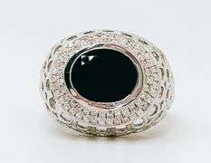 4.0 Carat Sapphire and Diamond Ring in 14kt Solid White Gold