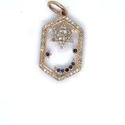14K YELLOW GOLD CELESTIAL CHARM WITH DIAMONDS AND SAPPHIRES