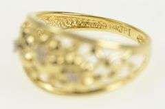 14K Yellow Gold Diamond Domed Flower Floral Statement Ring