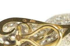 14K Yellow Gold Paisley Pave CZ Encrusted Tear French Clip Earrings