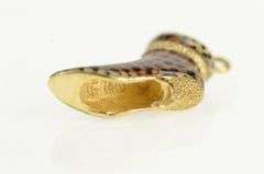 14K Yellow Gold 3D Cheetah Leopard Enamel High Heel Boot Charm/Pendant