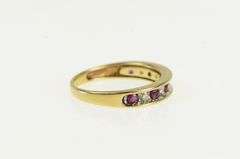 10K Yellow Gold Natural Ruby Diamond Classic Wedding Band Ring